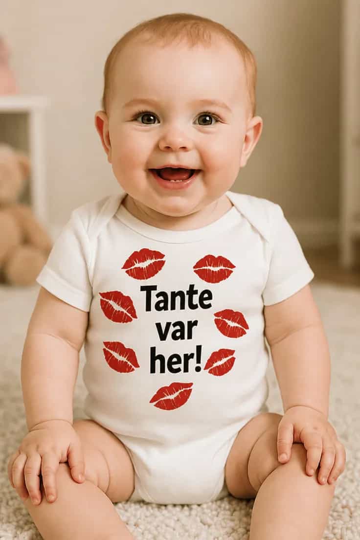 Baby-body Tante var her med ønsket tekst