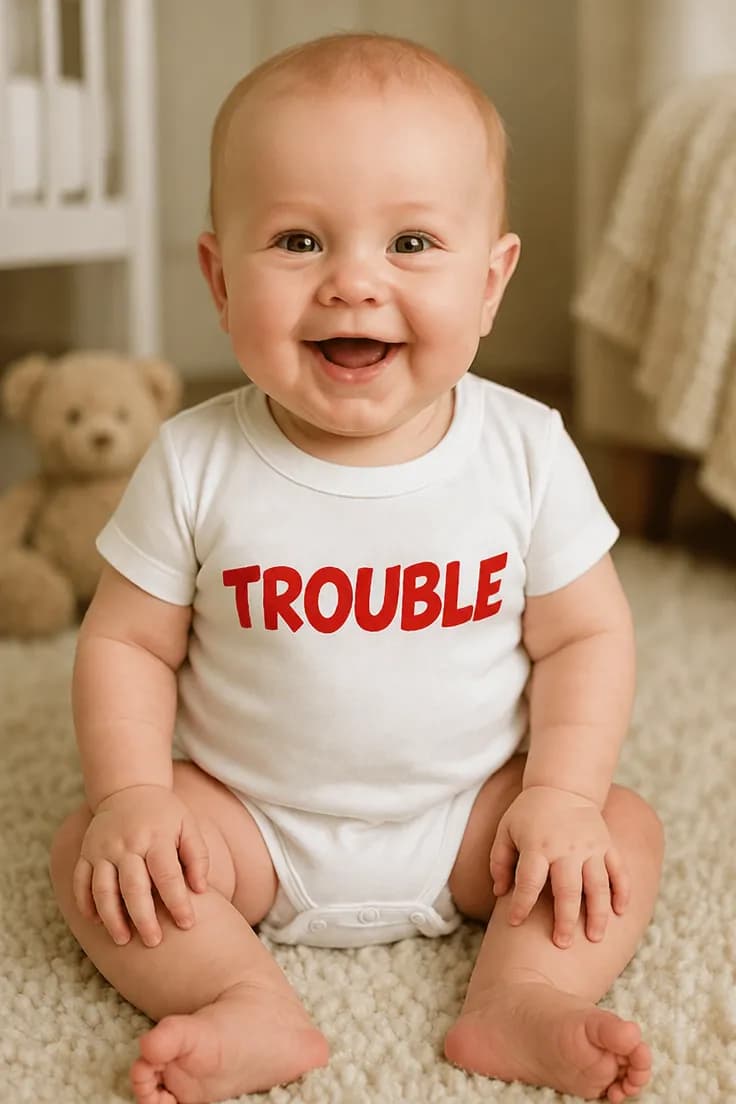 Sjov baby body TROUBLE