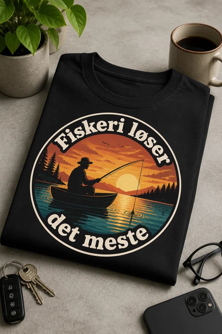 Fiskeri-T-shirt - Fiskeri løser det meste
