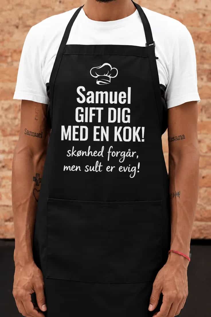 Forklæde Gift dig med kokken med navn – Samuel