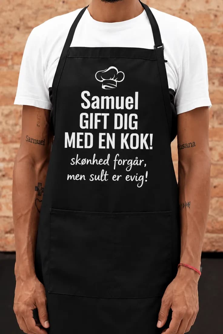 Forklæde Gift dig med kokken med navn – Samuel