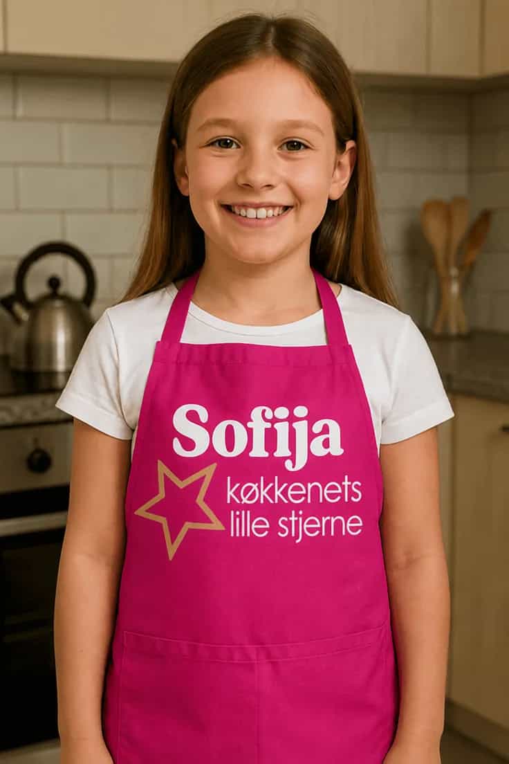 Forklæde Køkkenets lille stjerne med navn – Sofija