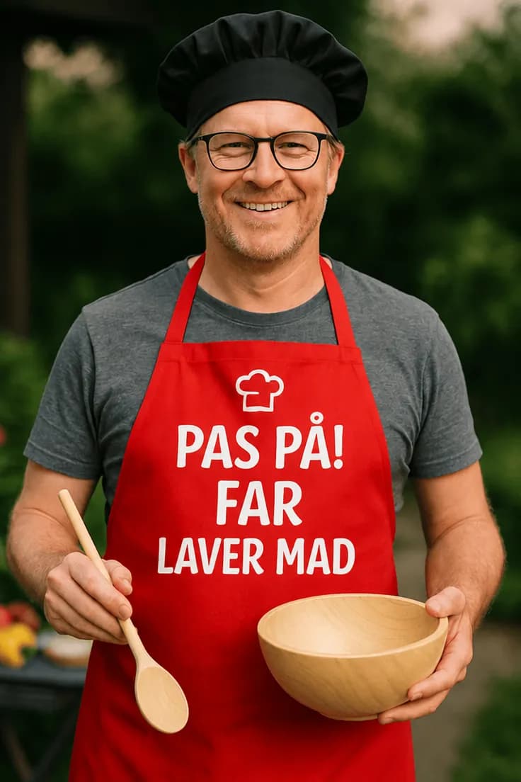 Forklæde Pas på far laver mad – PAS PÅ! FAR LAVER MAD.