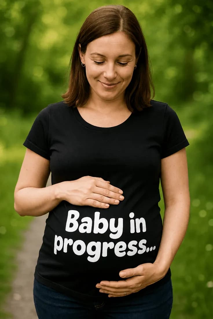 Gravid t-shirt Baby på vej - Baby in progress.