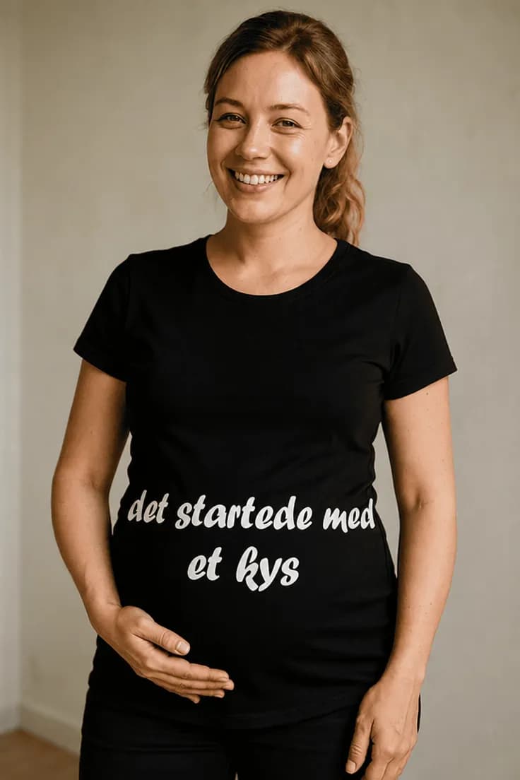 Gravid t-shirt det startede med et kys