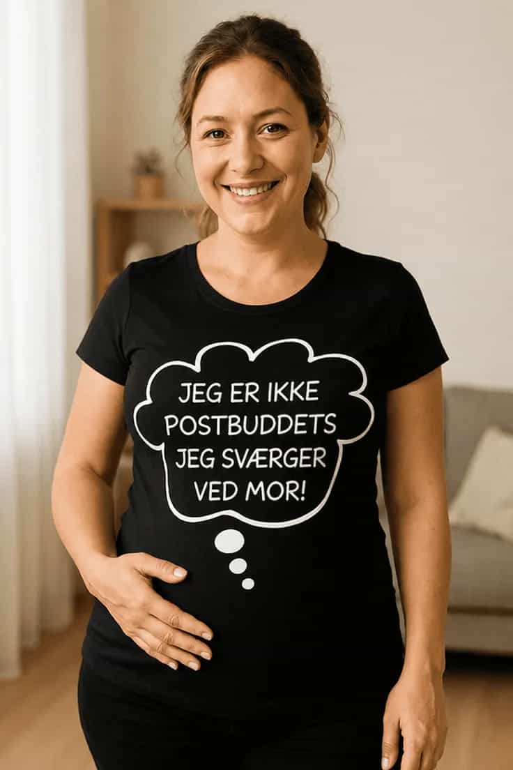 Gravid t-shirt Ikke postbuddets – JEG ER IKKE