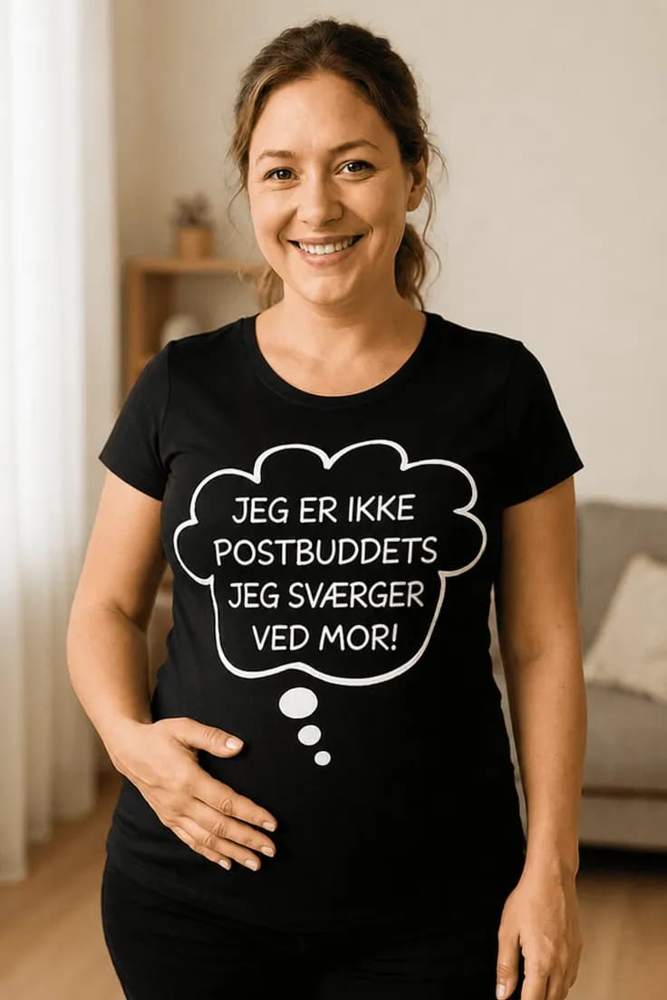 Gravid t-shirt Ikke postbuddets – JEG ER IKKE
