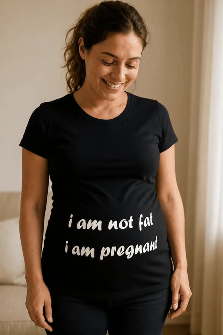 Gravid t-shirt Ikke tyk bare gravid | i am not fat