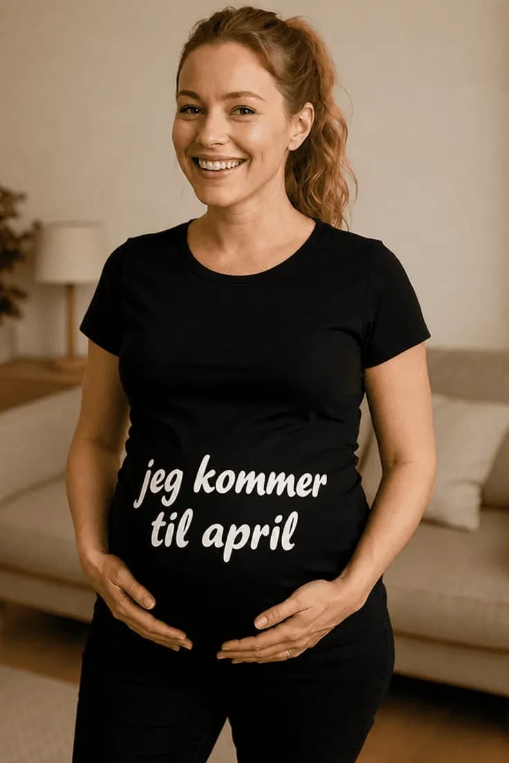 Gravid t-shirt Kommer til april