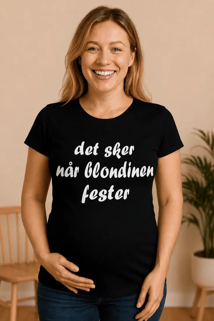 Gravid t-shirt Når blondinen fester