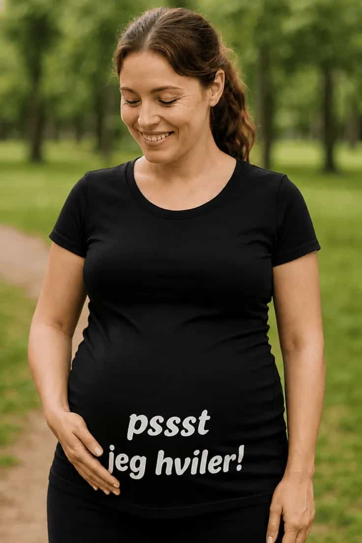 Gravid t-shirt Pssst jeg hviler – pssst jeg hviler!