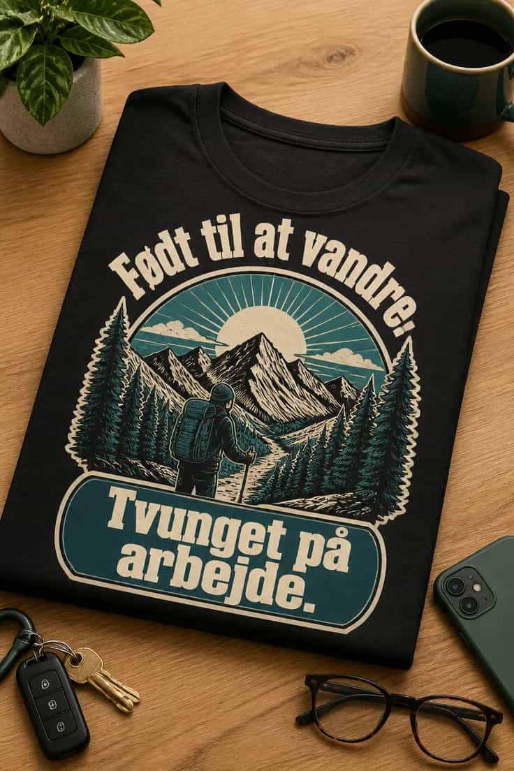 Hiking-t-shirt født til at vandre, tvunget på arbejde