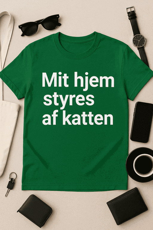 Mit hjem styres af katten - Sjov T-shirt