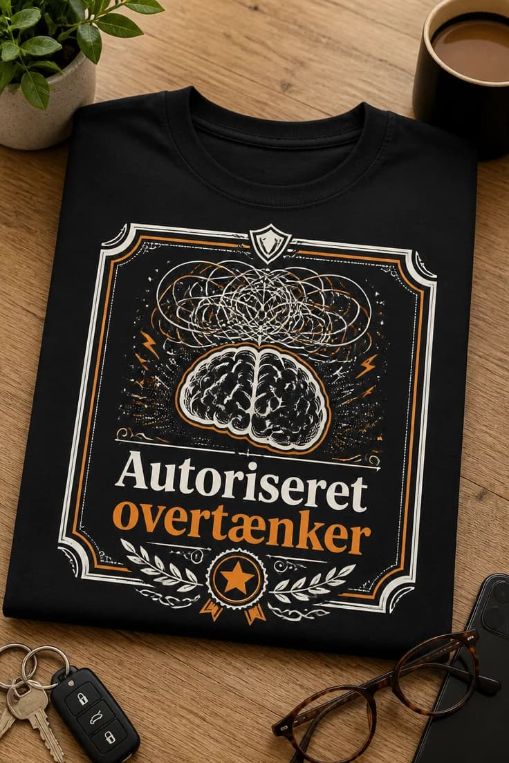 Overthinking t-shirt – Autoriseret overtænker