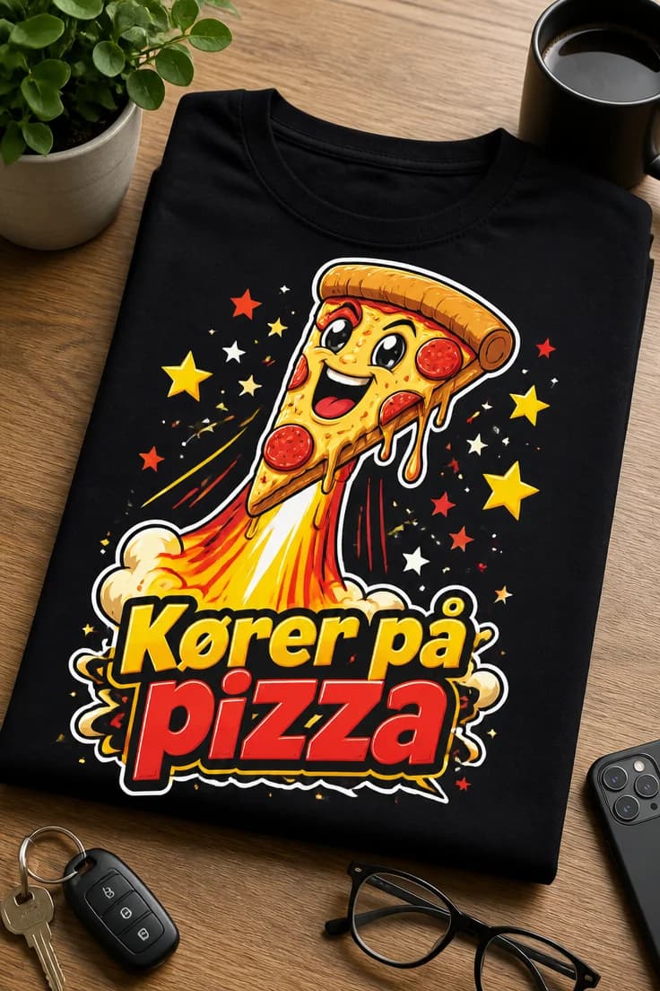 Pizza-T-shirt Kører på pizza