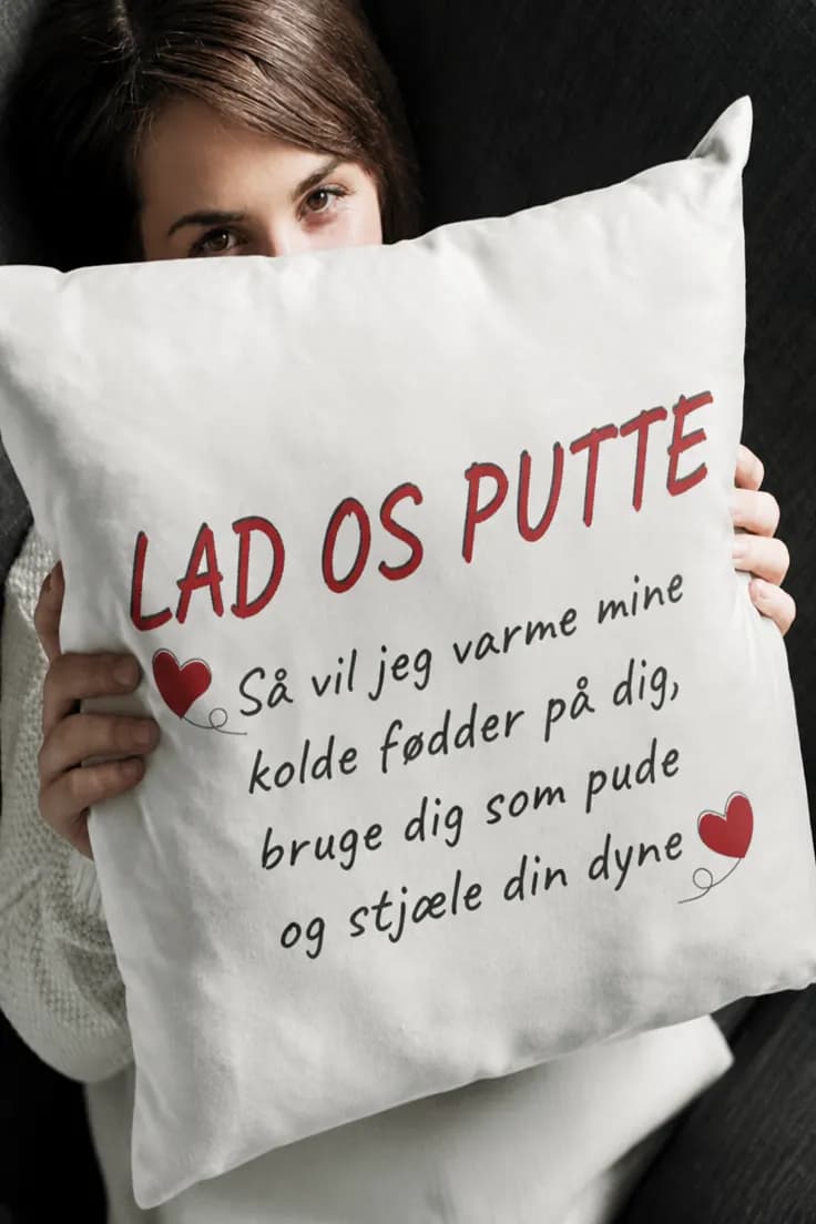 Pyntepude Lad os putte – sjov gave med tekst
