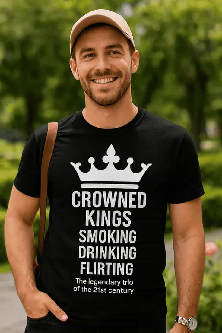 Sjov t-shirt 3 kings – CROWNED KINGS SMOKING DRINKING