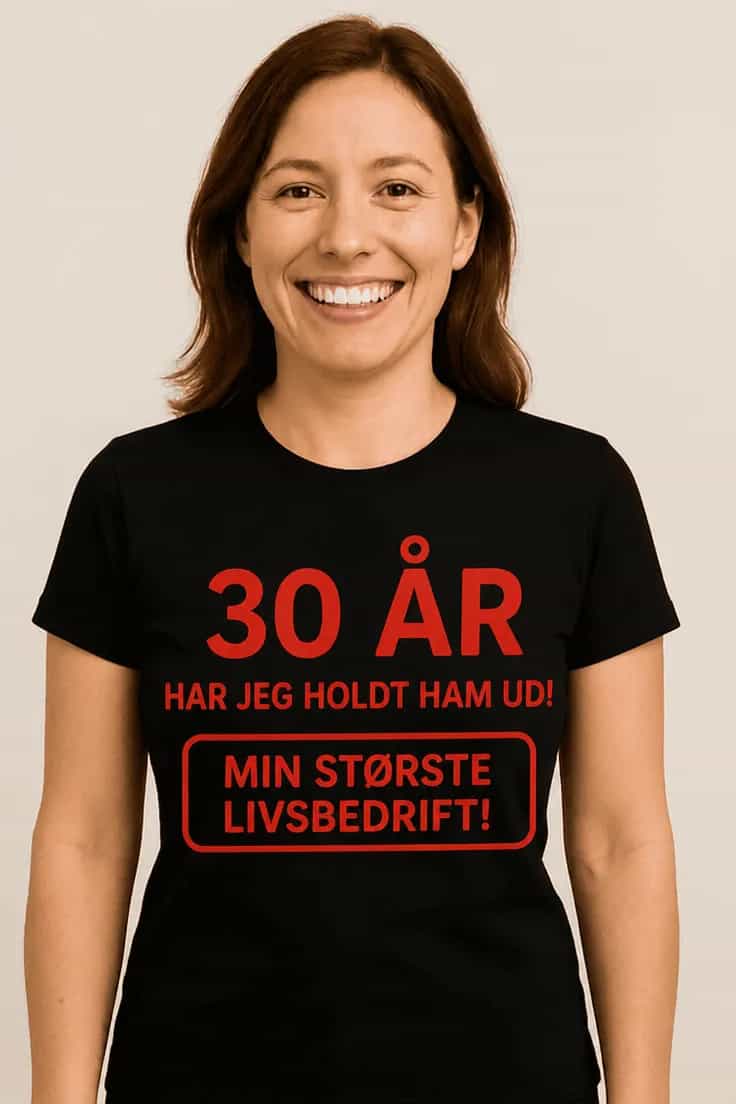 T-shirt Holder ham ud – med ønsket antal år