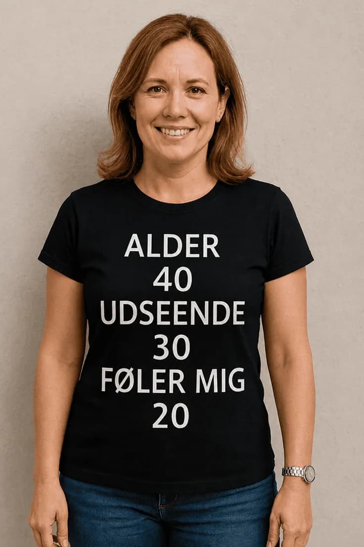 Sjov t-shirt Alder 40 udseende 30 - ALDER 40