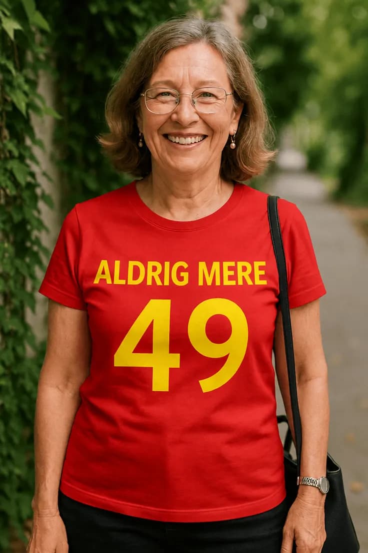 Sjov t-shirt Aldrig mere 49 - ALDRIG MERE 49