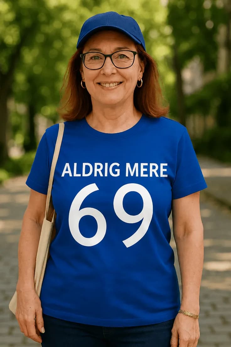 Sjov t-shirt Aldrig mere 69 – ALDRIG MERE 69