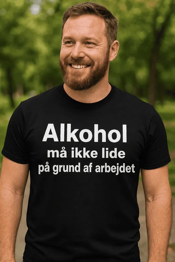 Sjov t-shirt Alkohol før arbejde – Alkohol må ikke lide
