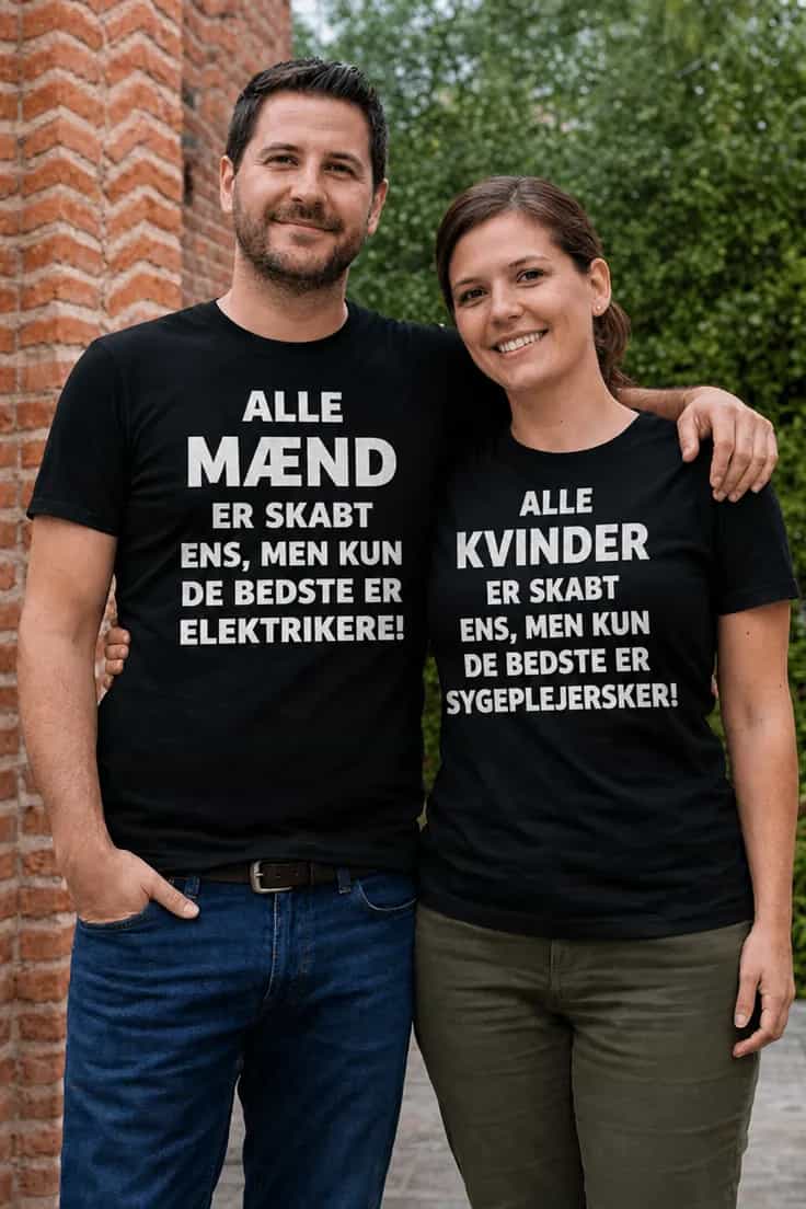 Sjov t-shirt Alle er skabt ens - Elektrikere