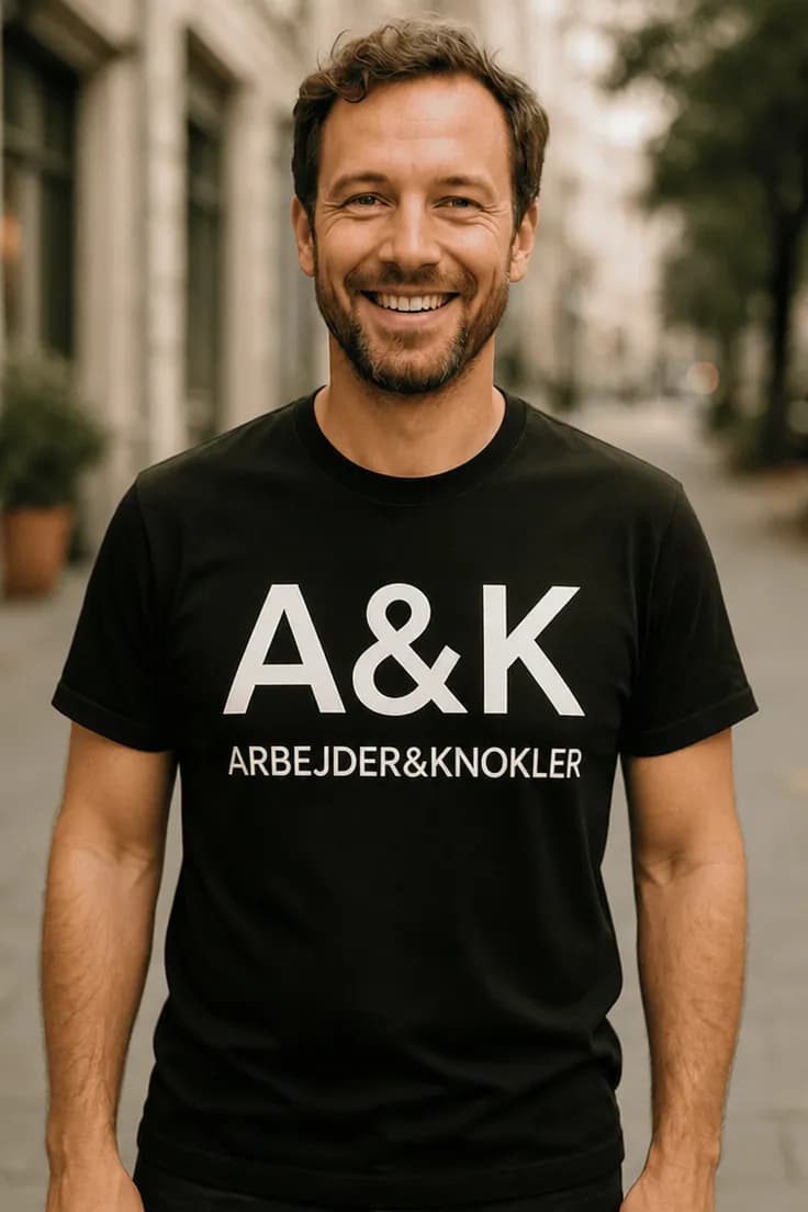 Sjov t-shirt Arbejder og knokler – A&K ARBEJDER&KNOKLER