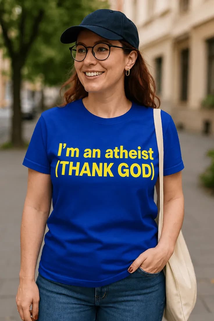 Sjov t-shirt Ateist tak gud - I'm an atheist