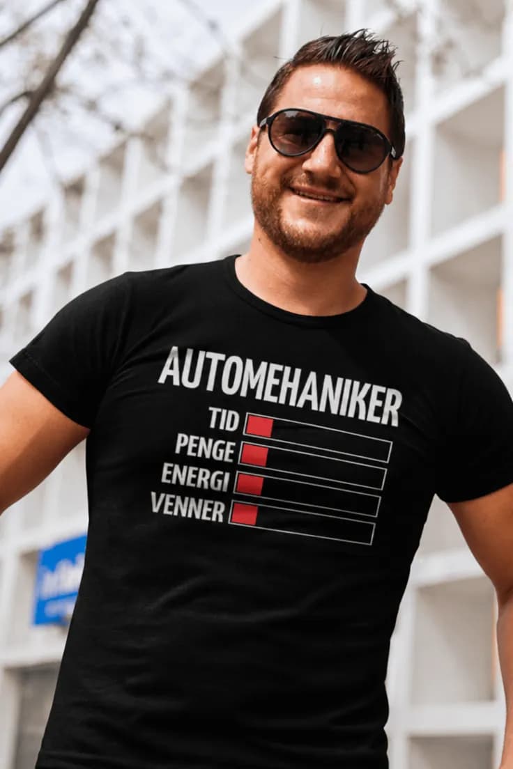 Sjov t-shirt automekaniker energi – AUTOMEKANIKER