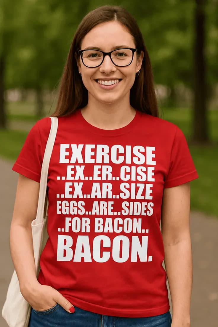 Sjov t-shirt Bacon - EXERCISE ..EX..ER..CISE