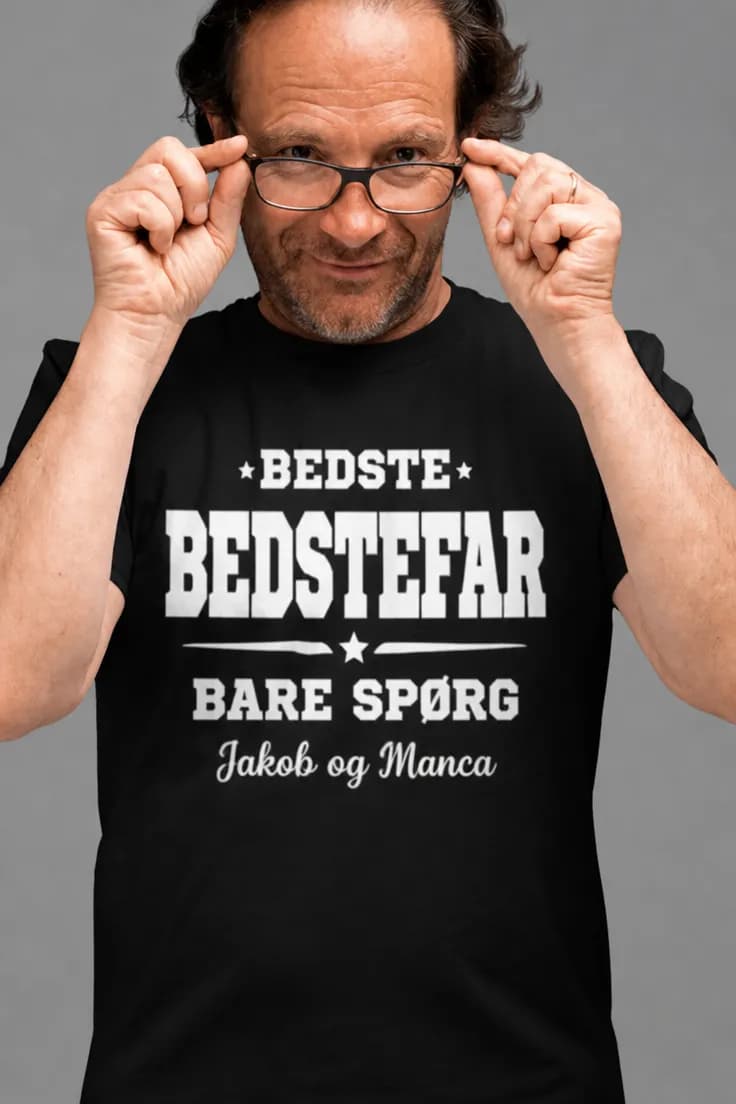 Sjov t-shirt bedste bedstefar med navn – ⭑BEDSTE⭑