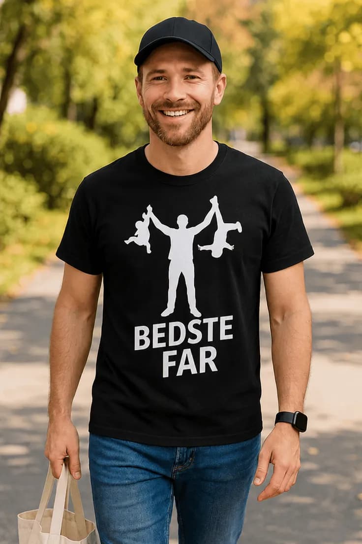 Sjov t-shirt bedste far med børn – BEDSTE FAR