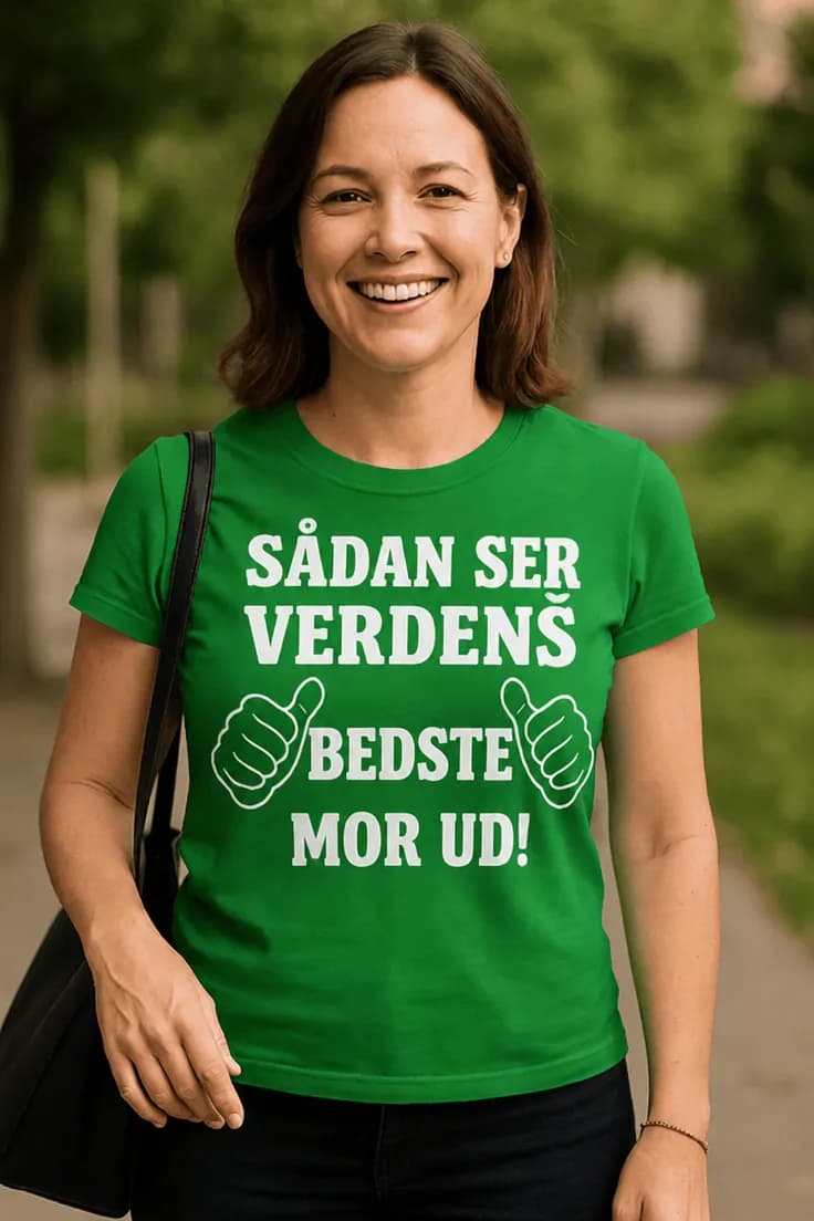 Sjov t-shirt Bedste mor i verden - SÅDAN SER VERDENS