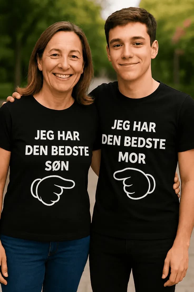 Sjov t-shirt Bedste søn og mor – JEG HAR DEN