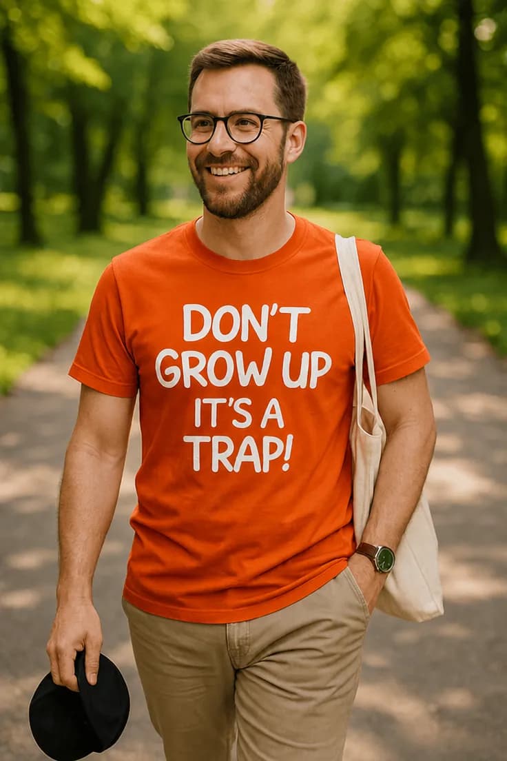 Sjov t-shirt Bliv ikke voksen fælde - DON'T GROW UP