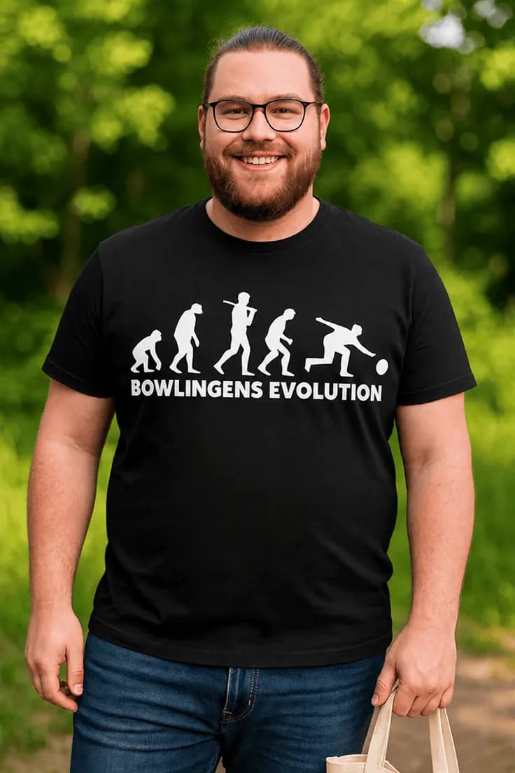 Sjov t-shirt Bowlingens evolution – BOWLINGENS EVOLUTION