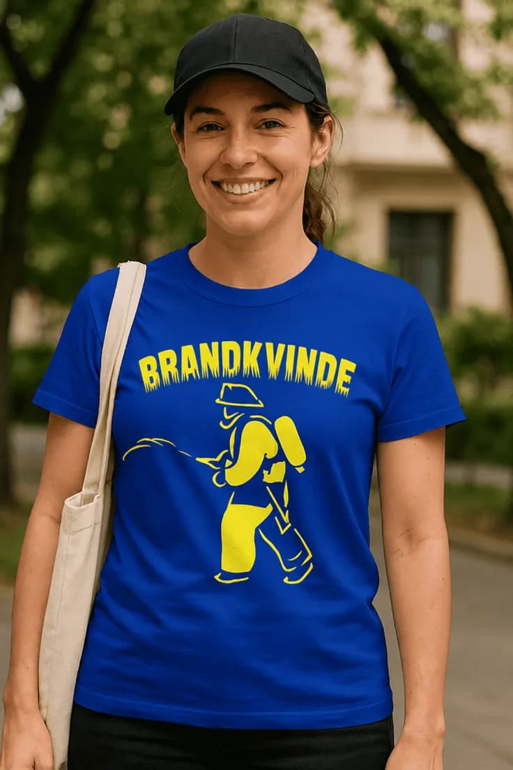 Sjov t-shirt Brandvæsen motiv – BRANDKVINDE