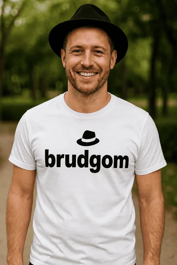 Sjov t-shirt Brudgom med hat - brudgom