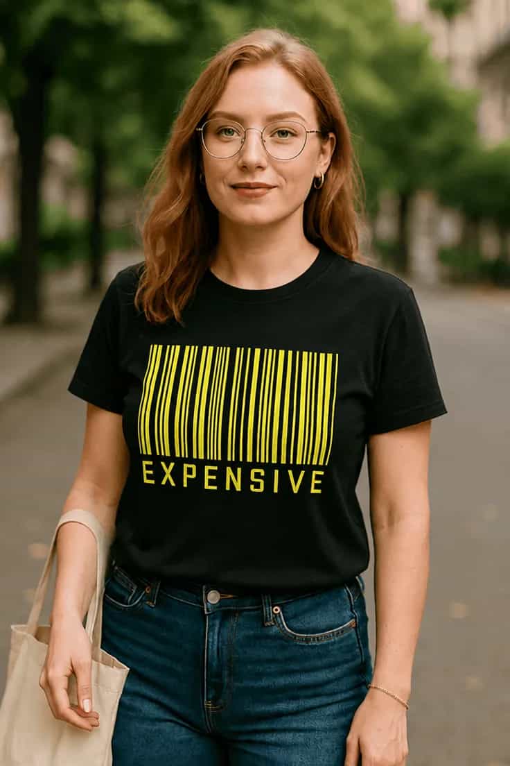 Sjov t-shirt Dyr stregkode – EXPENSIVE