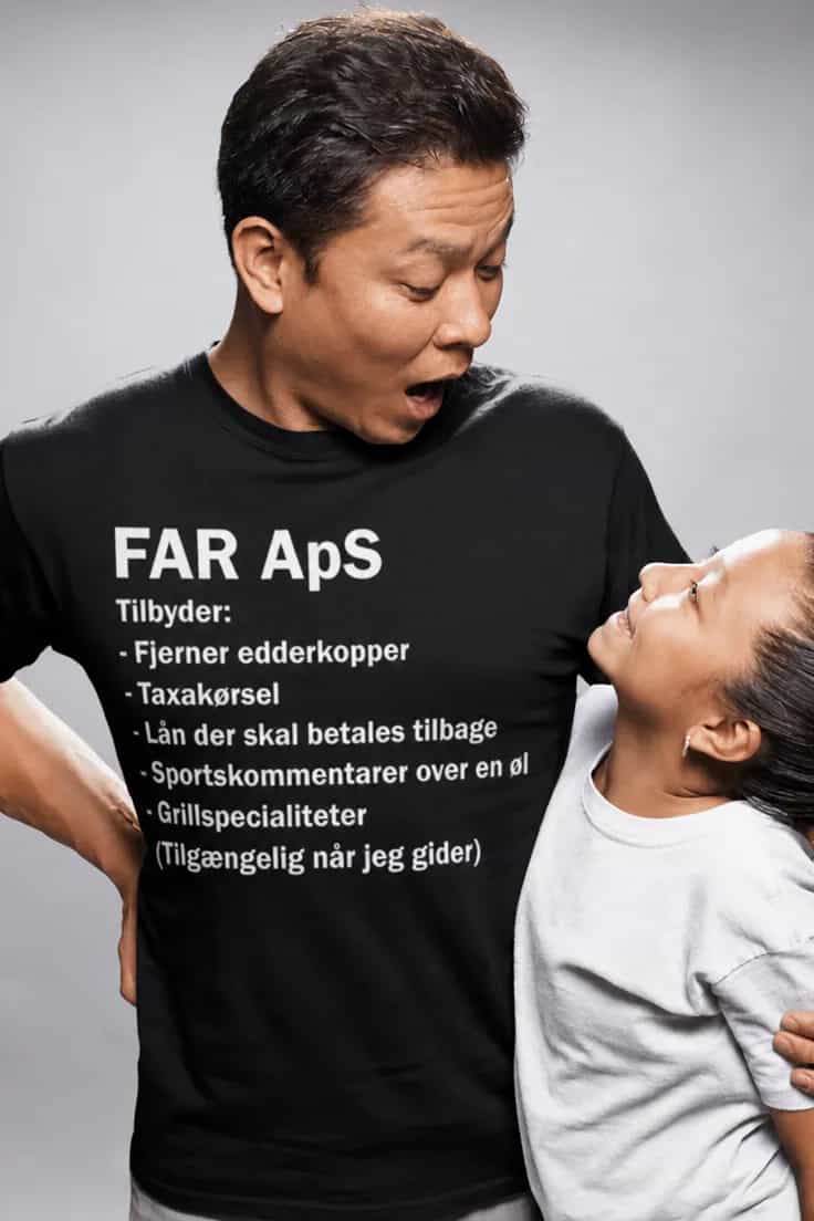 Sjov t-shirt Far ApS – FAR ApS Tilbyder: