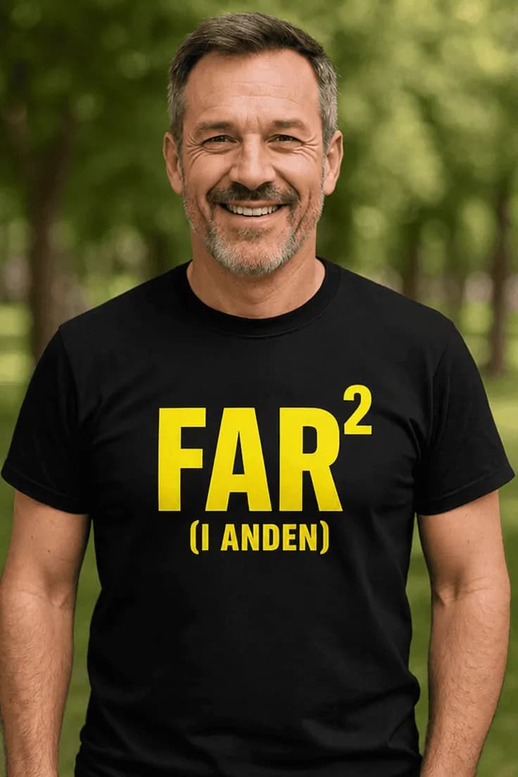Sjov t-shirt Far i anden – FAR² (I ANDEN)