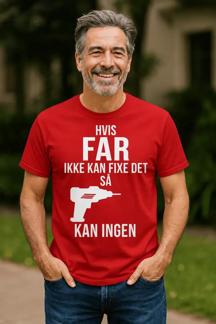 T-shirt Far kan fixe alt med ønsket tekst