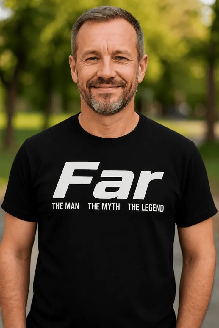 Sjov t-shirt Far legenden – Far THE MAN THE MYTH