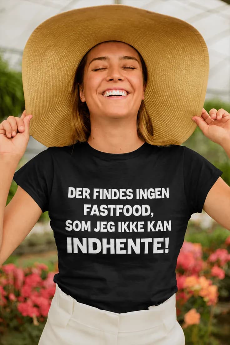 Sjov t-shirt Fastfood kan ikke slippe