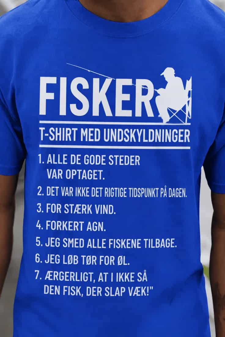Sjov t-shirt Fiskerens undskyldninger – FISKER