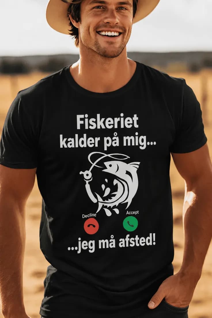 Sjov t-shirt Fiskeriet kalder - Fiskeriet kalder