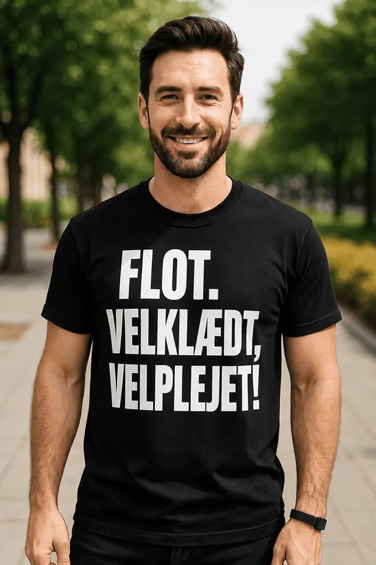 Sjov t-shirt Flot velklædt velplejet – FLOT.