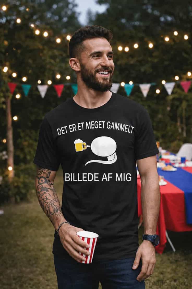Sjov t-shirt Gammelt billede med øl – DET ER ET MEGET