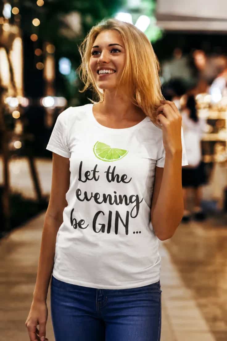 Sjov t-shirt Gin aften - Let the evening be GIN....